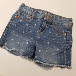 Cat and Jack little girl heart print denim shorts  size M (8) (F20)